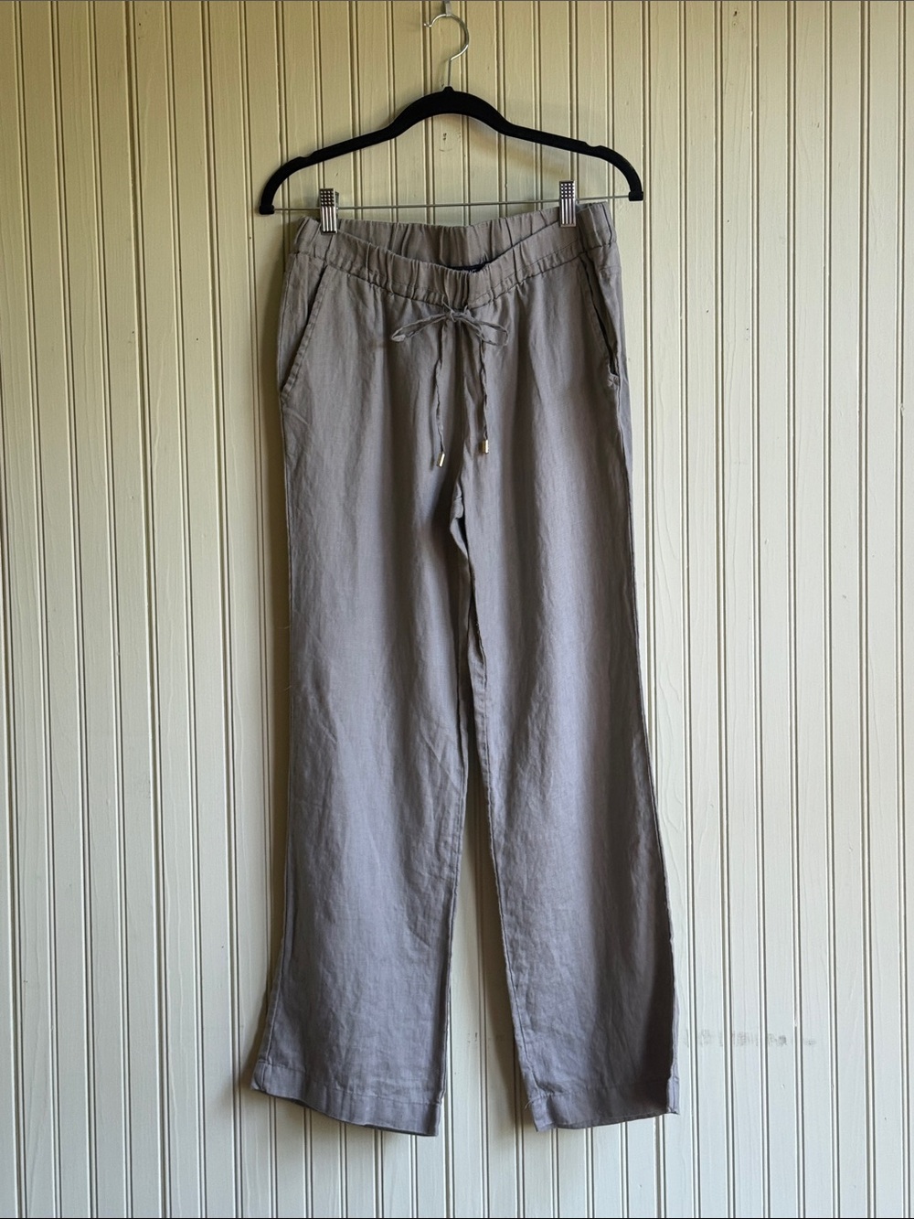Light Gray Women’s Drawstring Linen Blend Pants